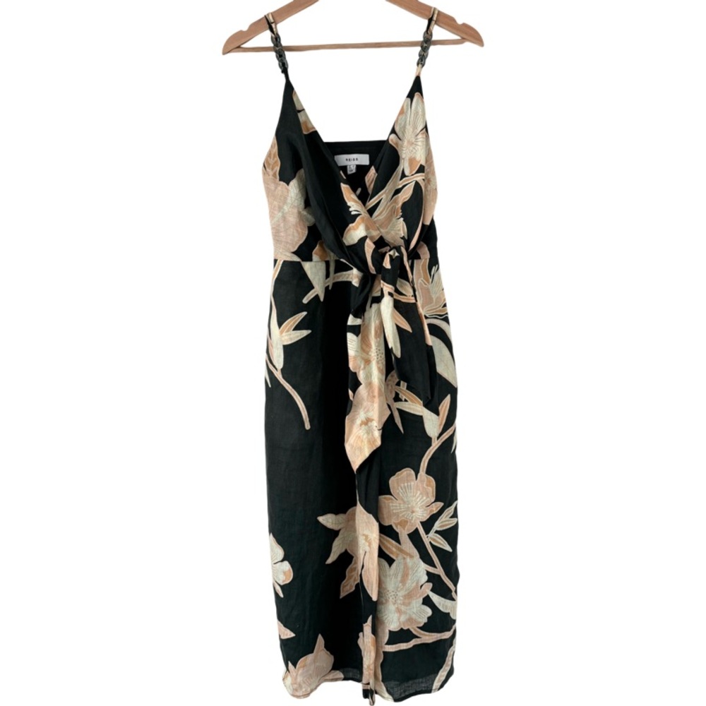 🛑SOLD🛑 REISS Alice Fitted Floral Print Midi Dress in Khaki Size 4 - Picture 8 of 12
